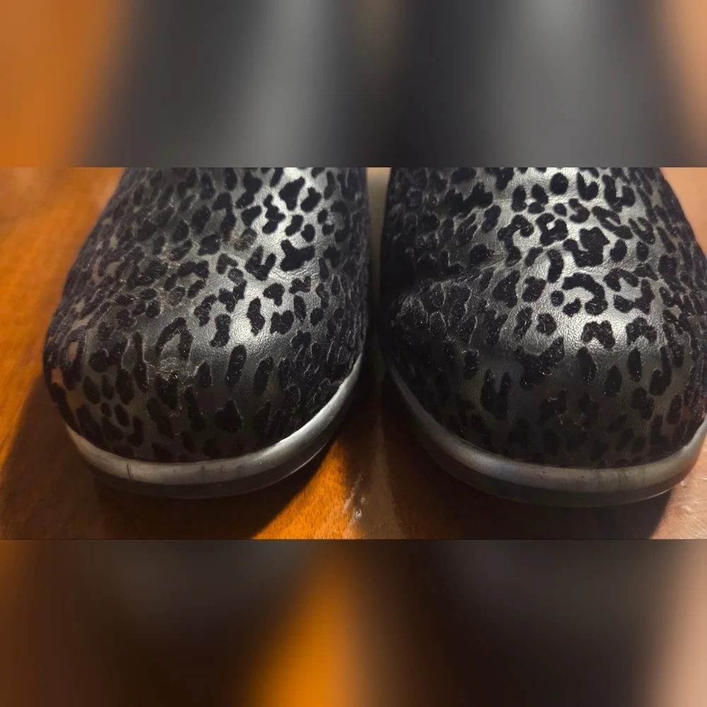 SAS Women's Bliss Black Leopard Slip On Wedge Shoes Size 7 Wide